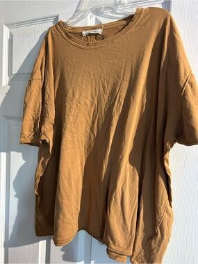 Free People Short Sleeve Tee in Caramel Brown